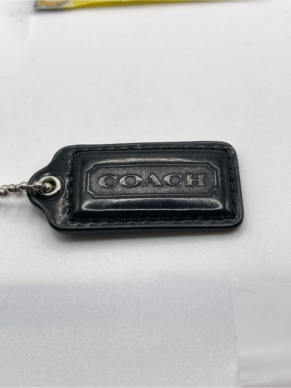 Coach Black Patent Leather Embossed Logo Hang Tag - Picture 1 of 3
